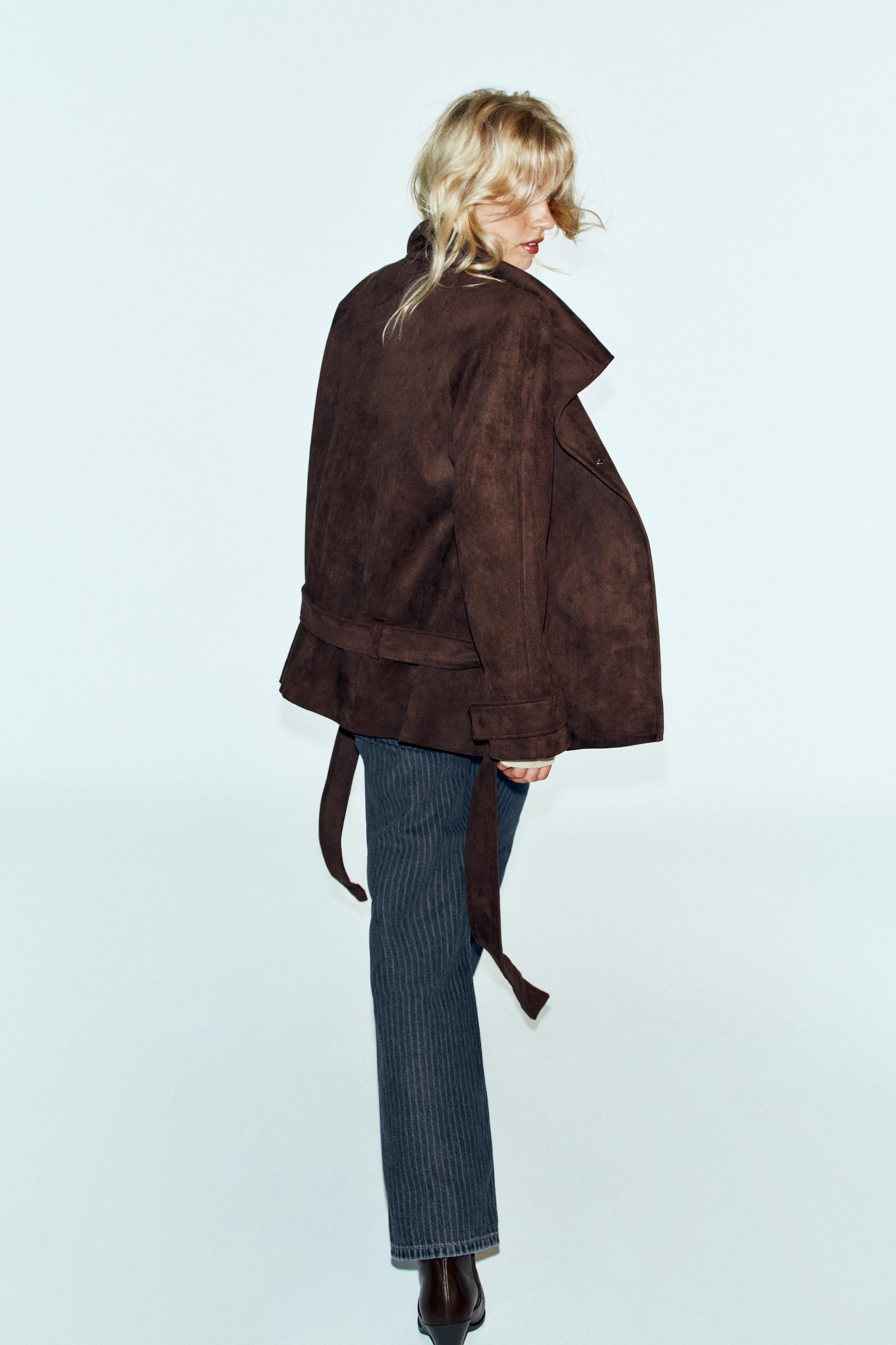 BELTED SUEDE EFFECT JACKET
