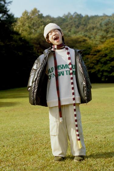 Zara 文字刺繡針織衫 - 裸色 / 綠色