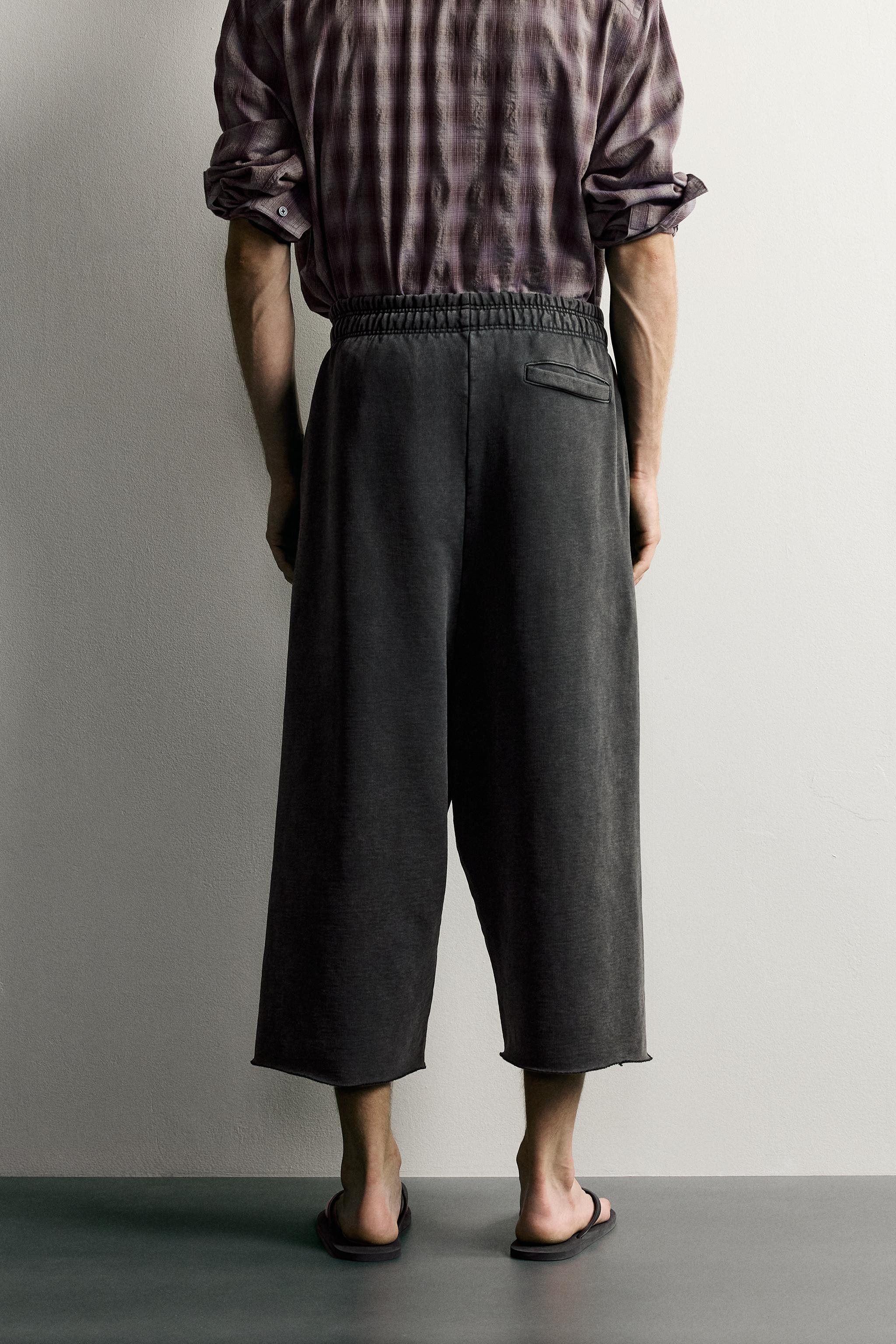 Мужские брюки Zara RELAXED CROPPED FIT JOGGER PANTS — фото 3