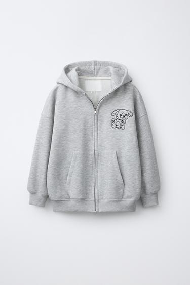 EMBROIDERED DOG HOODIE - Grey marl by Zara - Image 0