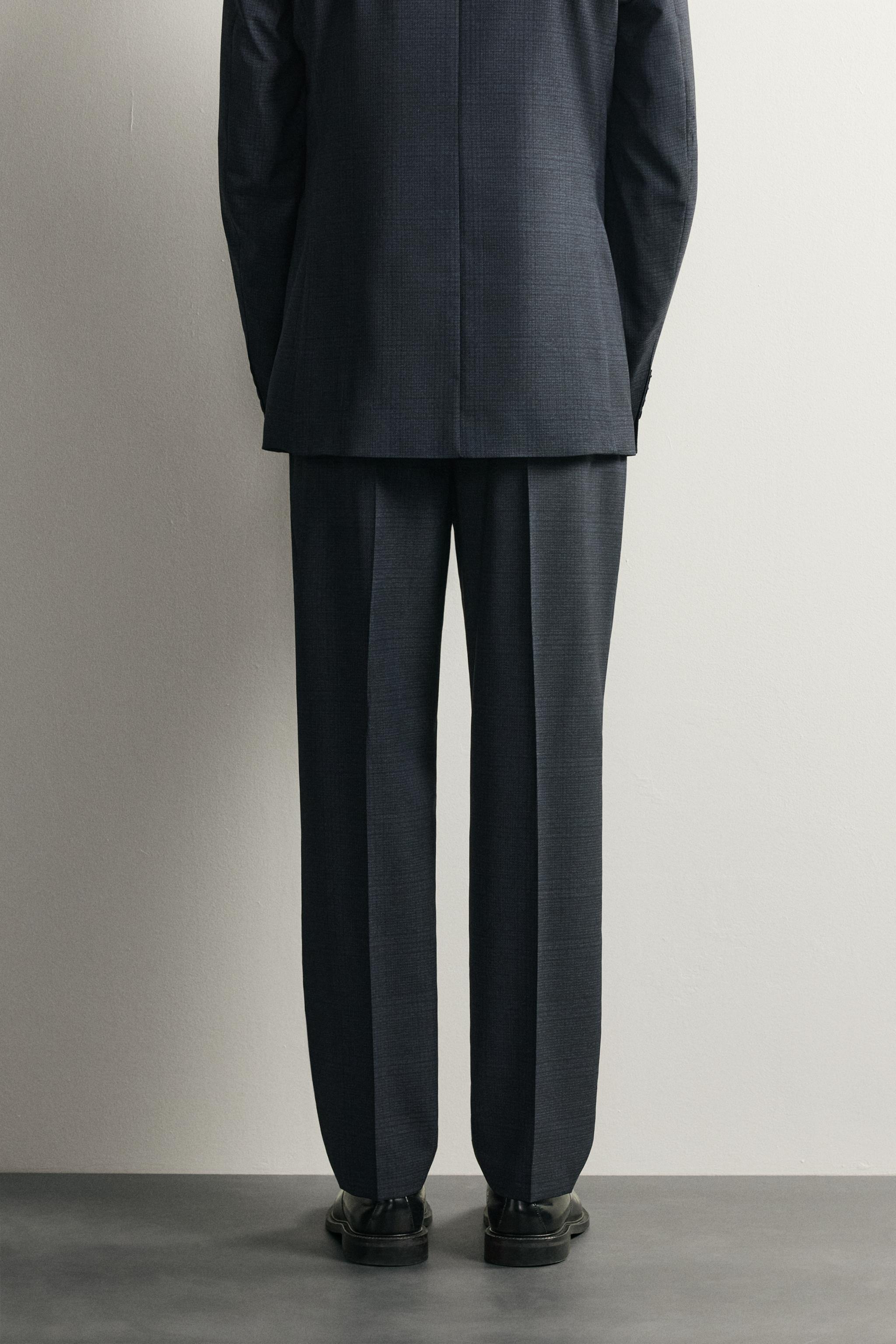 CHECKED REGULAR FIT SUIT TROUSERS