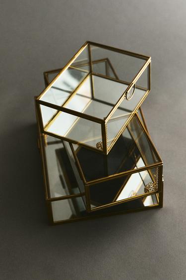 CAJA JOYERO CRISTAL PERFIL METAL - Oro de Zara