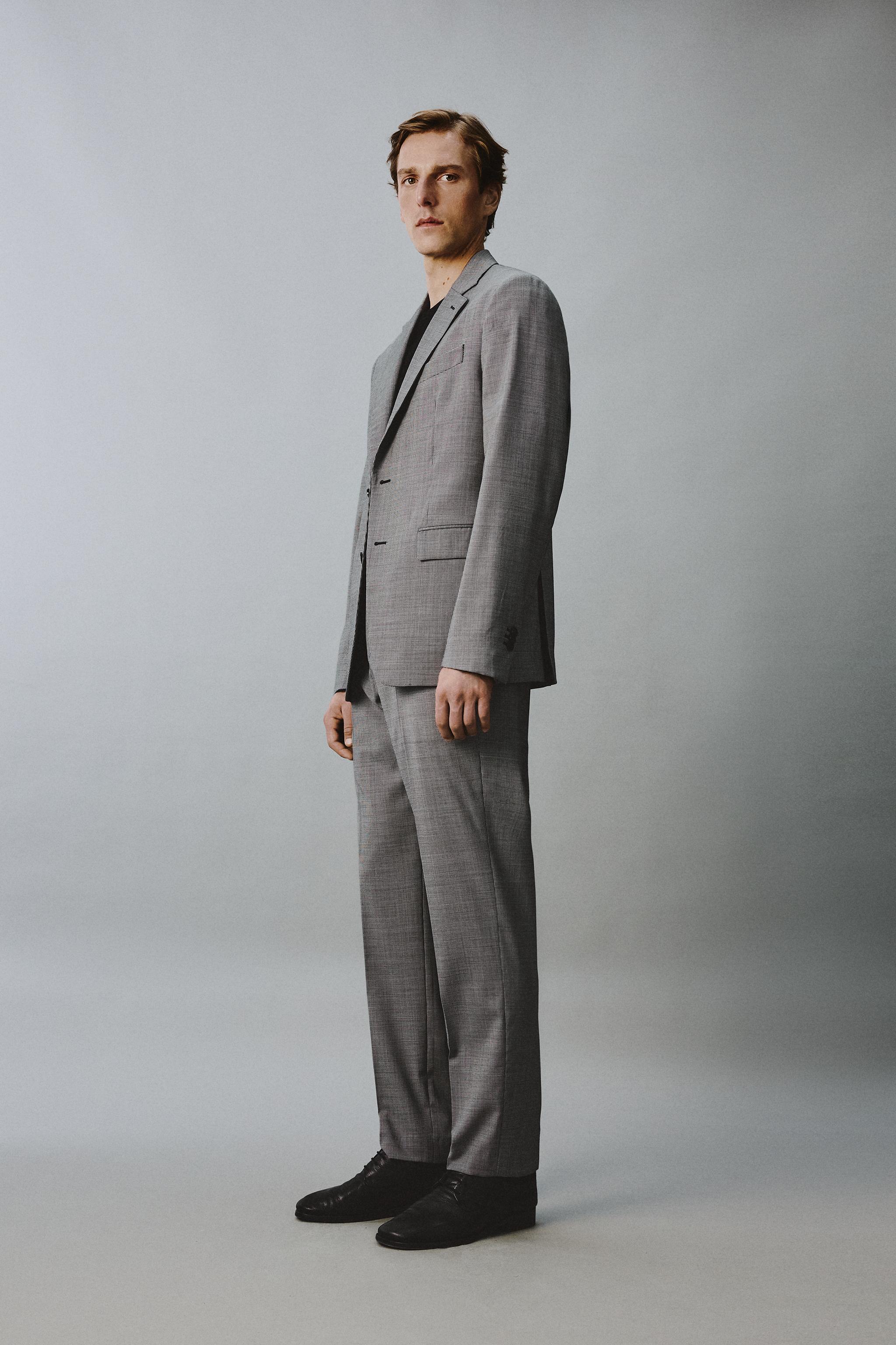 PLAID WOOL BLEND SUIT JACKET