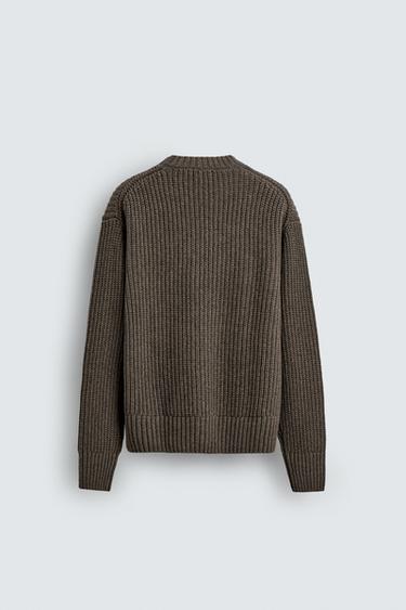 COTTON-WOOL TEXTURED SWEATER - Mink marl by Zara - Image 7
