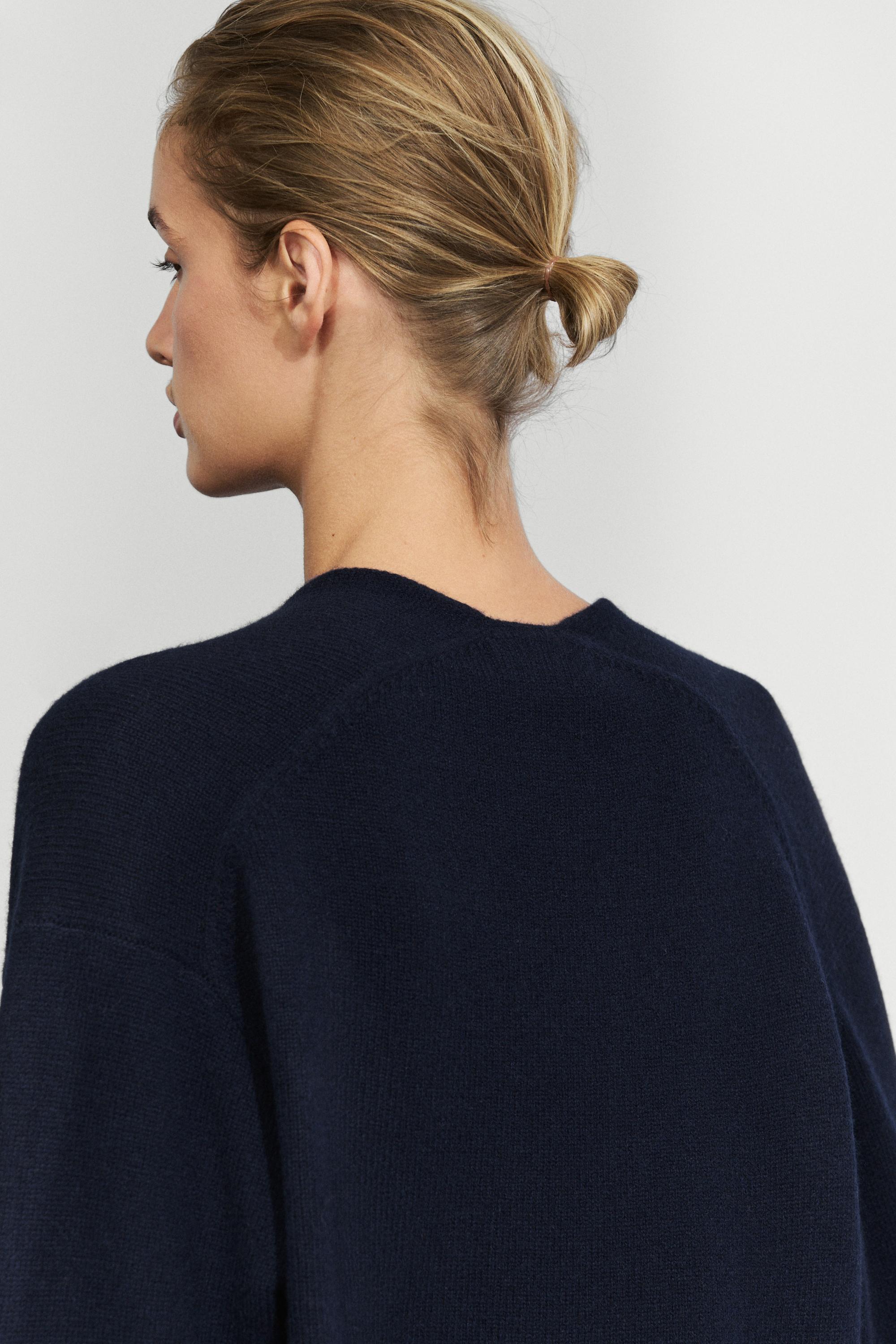 Wool-blend knit V-neck sweater