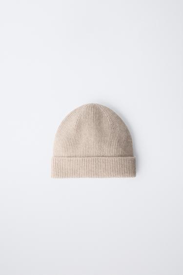 Zara RIBBED 100% CASHMERE HAT - Ice