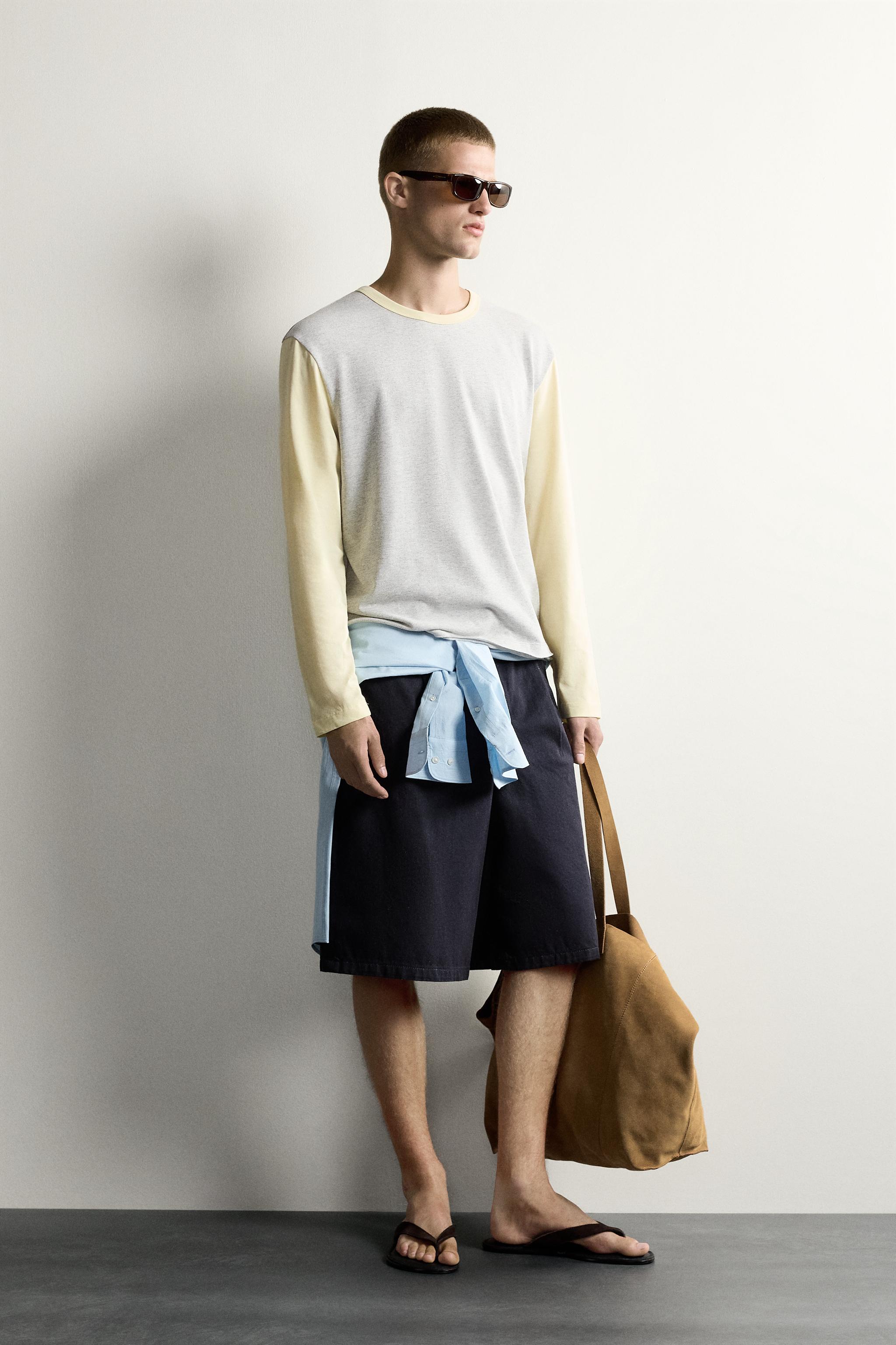 Zara BLOK RENKLİ RELAXED FIT T-SHIRT görsel 4