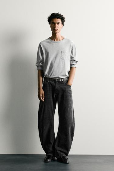 STRAIGHT BARREL FIT JEANS - Charcoal by Zara