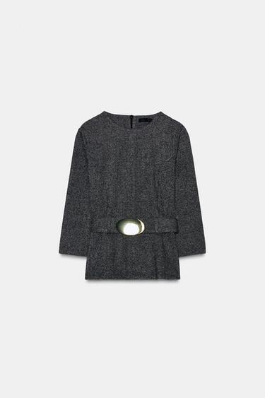 TOP SARGA, GERRIKOAREKIN - Gris iluna, Zara-rena