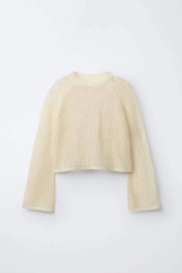 STRIPED CUTWORK KNIT JUMPER - Butter by Zara