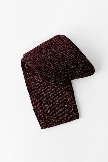 MEIAS DE POLIAMIDA COM FIO METALIZADO - Borgonha da Zara