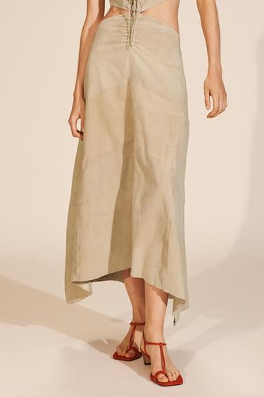 LIMITED EDITION SUEDE LEATHER CUT-OUT DRESS - Beige by Zara - Image 2