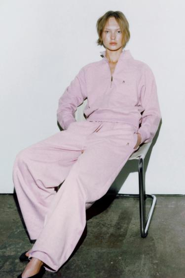 PANTALON EN MOLLETON ZA - Rose chiné de Zara - Image 3