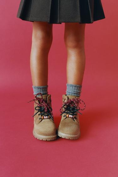 LACE-UP BOOTS WITH DETAIL - Brown by Zara