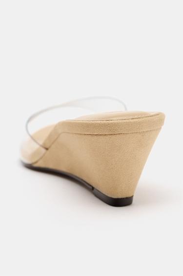 VINYL WEDGE SANDALS - Light beige by Zara - Image 4