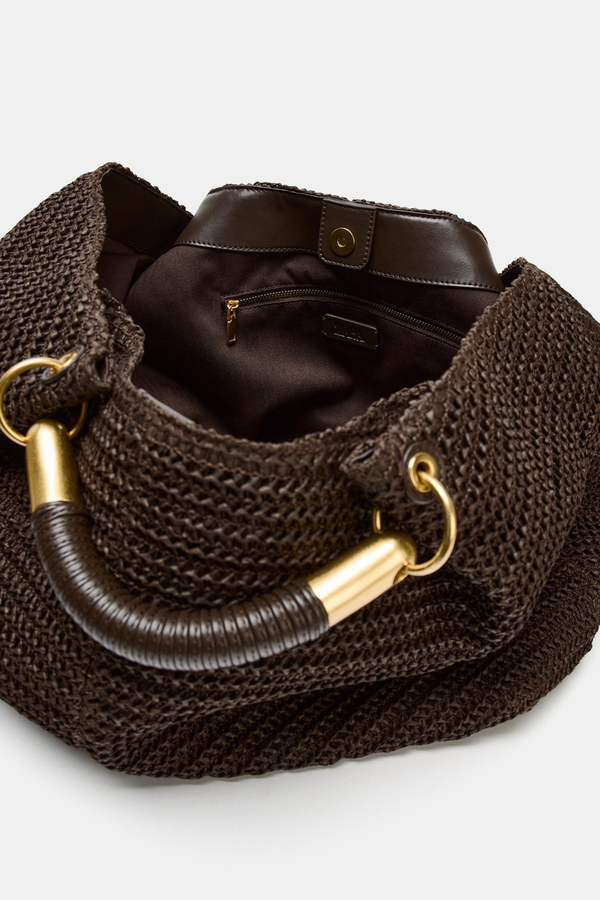 MAXI BRAIDED EFFECT HANDBAG - Chocolate | ZARA United States