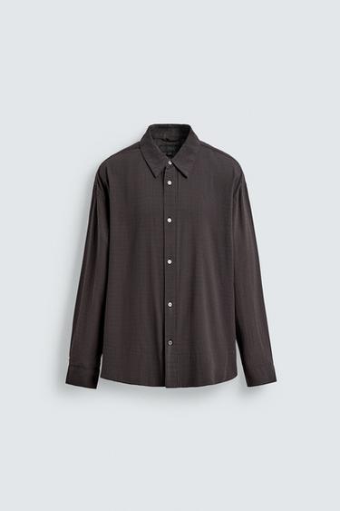 RELAXED FIT CHECK SHIRT - Black / Brown by Zara - Image 7