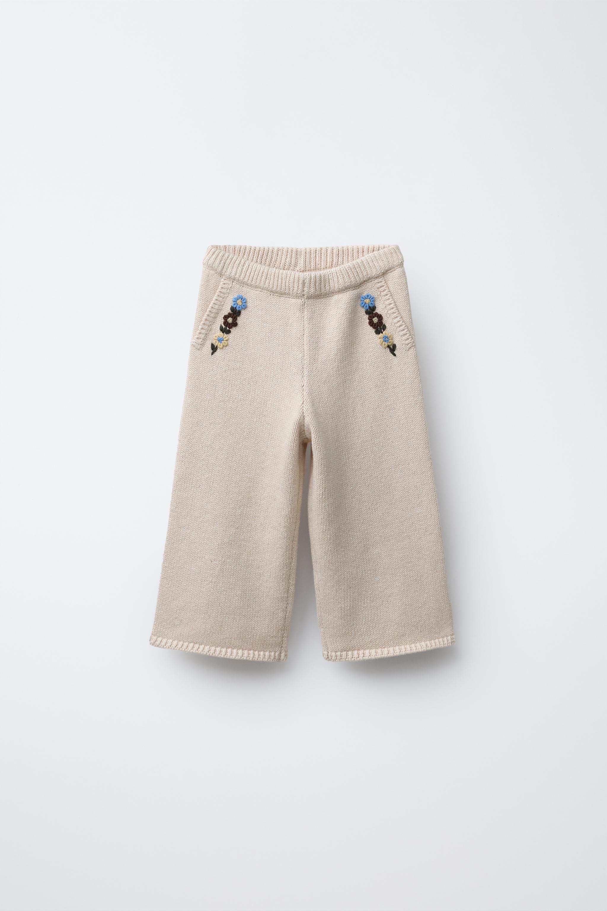 花柄刺繍ニットパンツ - エクリュ | ZARA Japan / 日本
