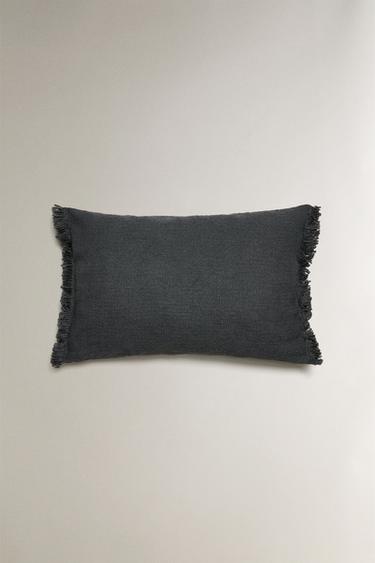 STRIPED CUSHION COVER WITH FRINGING - Blue / Grey by Zara - Image 2