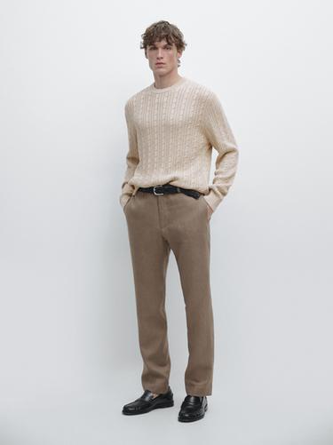 Zara Tapered fit linen trousers - Mink