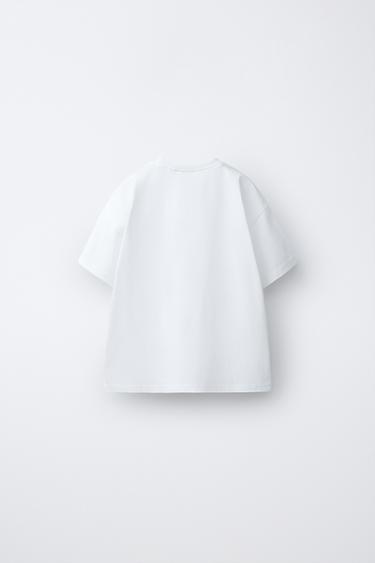 PRINTED T-SHIRT WITH RAISED DETAIL - White by Zara - Image 1