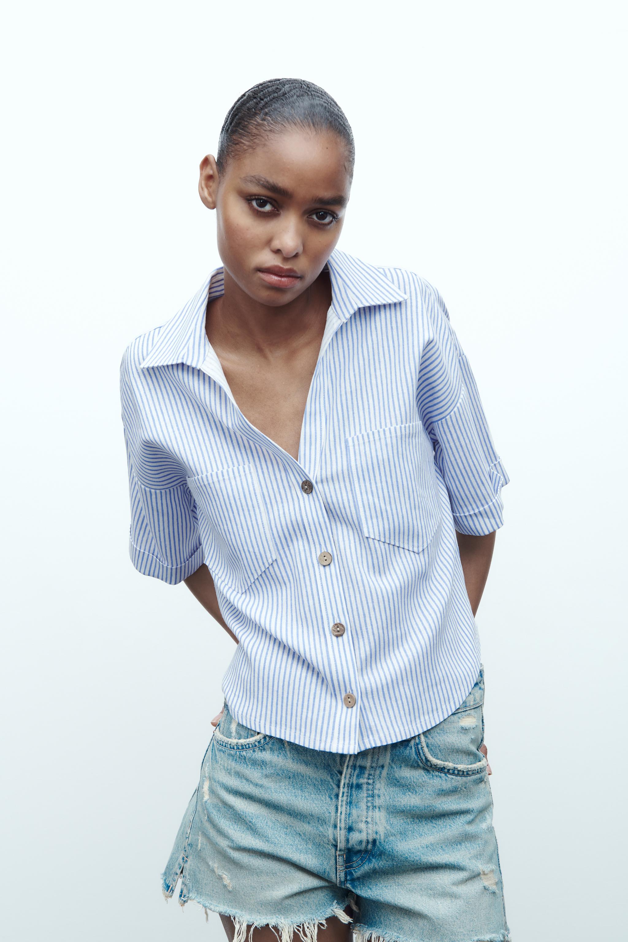 Women s Short Sleeve Shirts Explore our New Arrivals ZARA