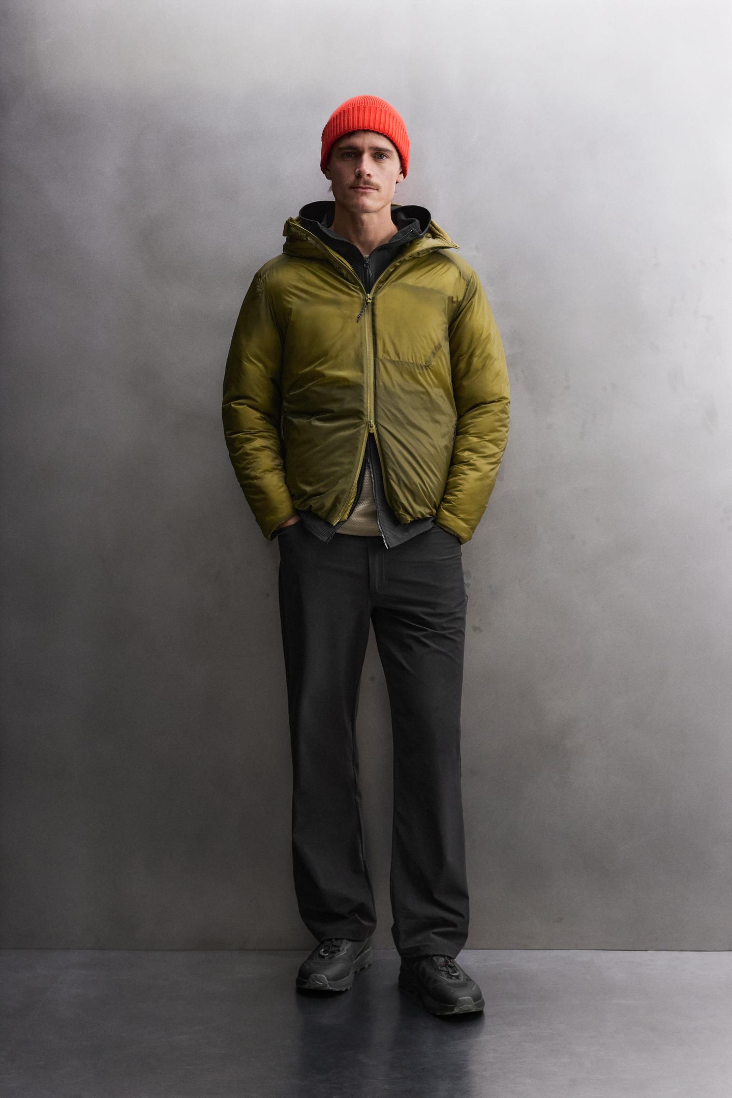 Мужская куртка Zara Quilted Technical, цвет: Матовый зелёный