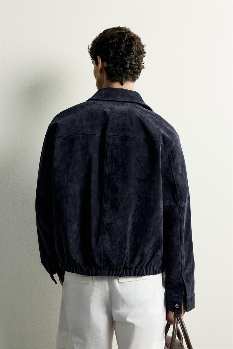 Chaqueta de piel de ante de corte regular 3