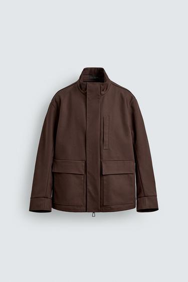 Zara RELAXED FIT POCKET JACKET - Brown