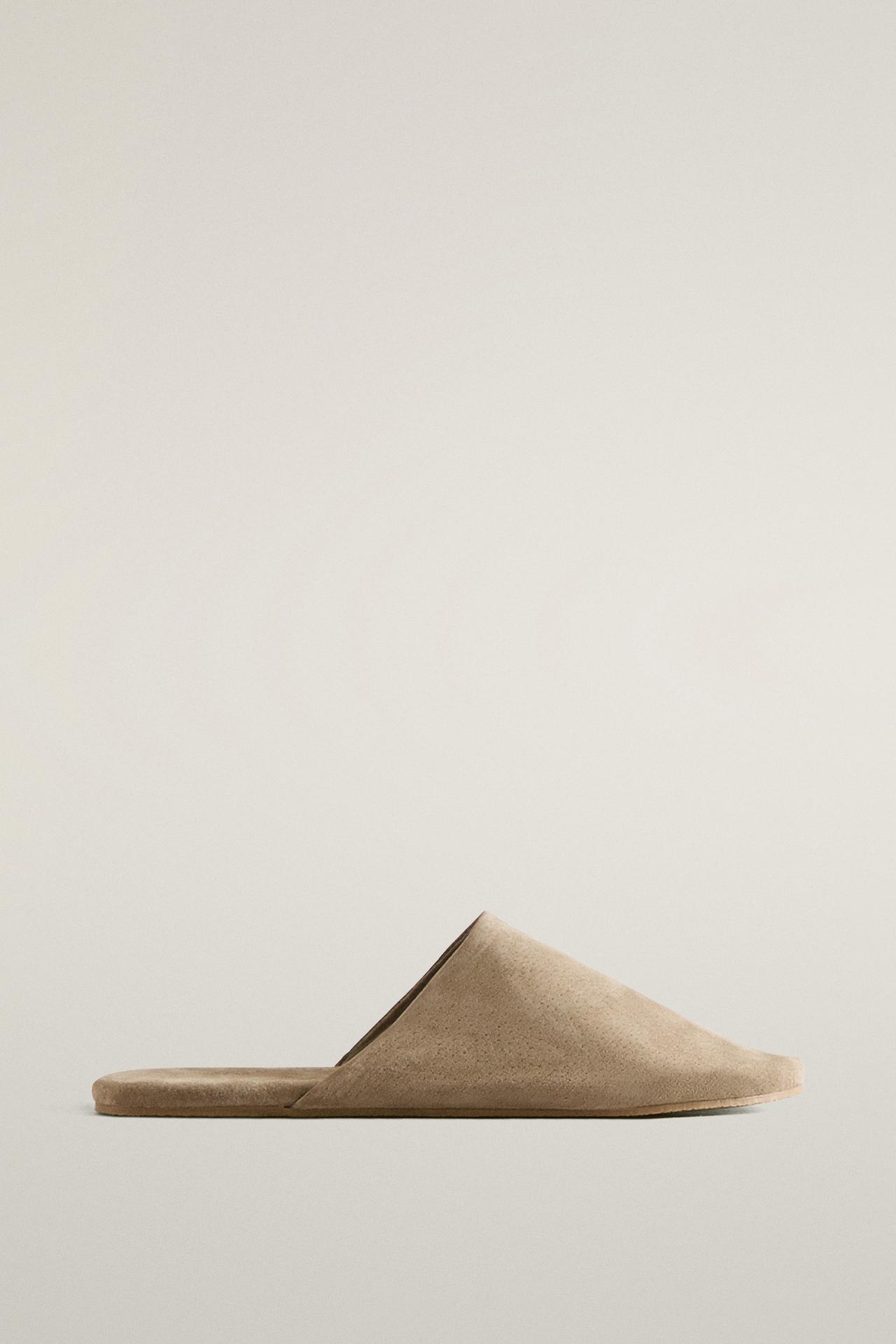 LEATHER MULE SLIPPERS — Green