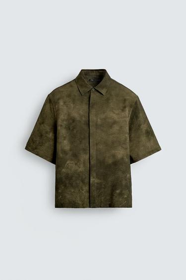 ÁO SƠ MI DÁNG SUÔNG HỌA TIẾT TRỪU TƯỢNG - Kaki từ Zara