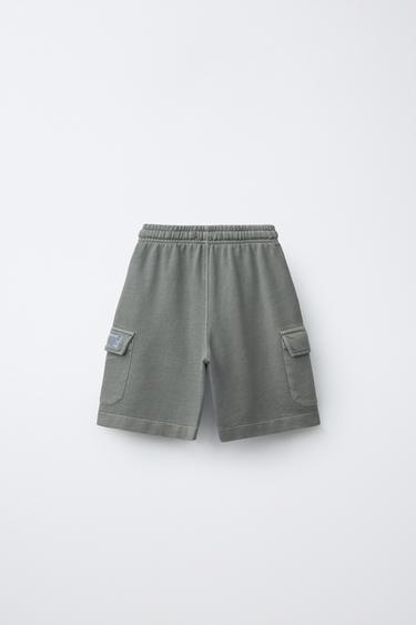 SHORT EN MOLLETON CARGO - vert délavé de Zara - Image 1