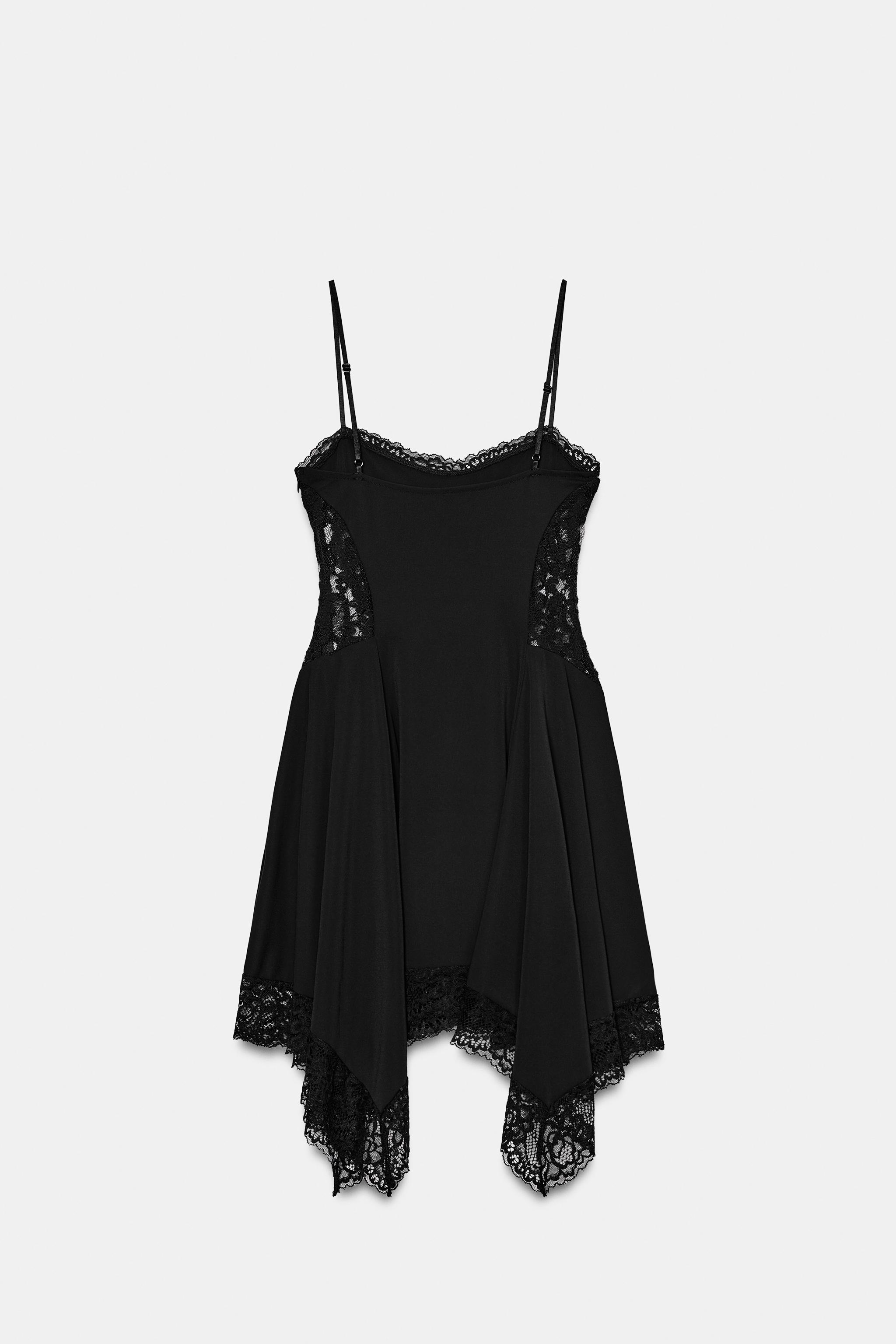 knee length dresses for ladies Black Lace Dress with Diamante Work M