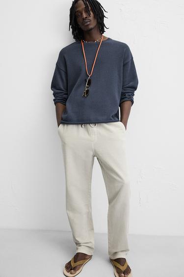 COTTON - LINEN TROUSERS - Light grey by Zara - Image 4