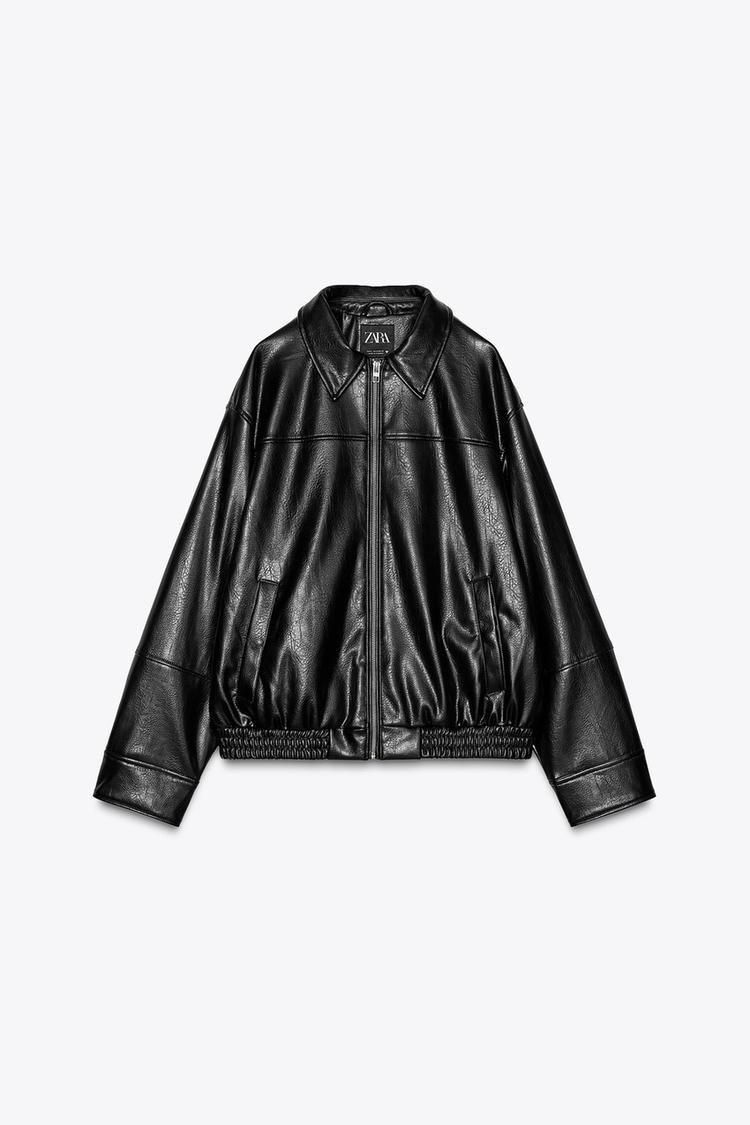 FAUX LEATHER BOMBER JACKET