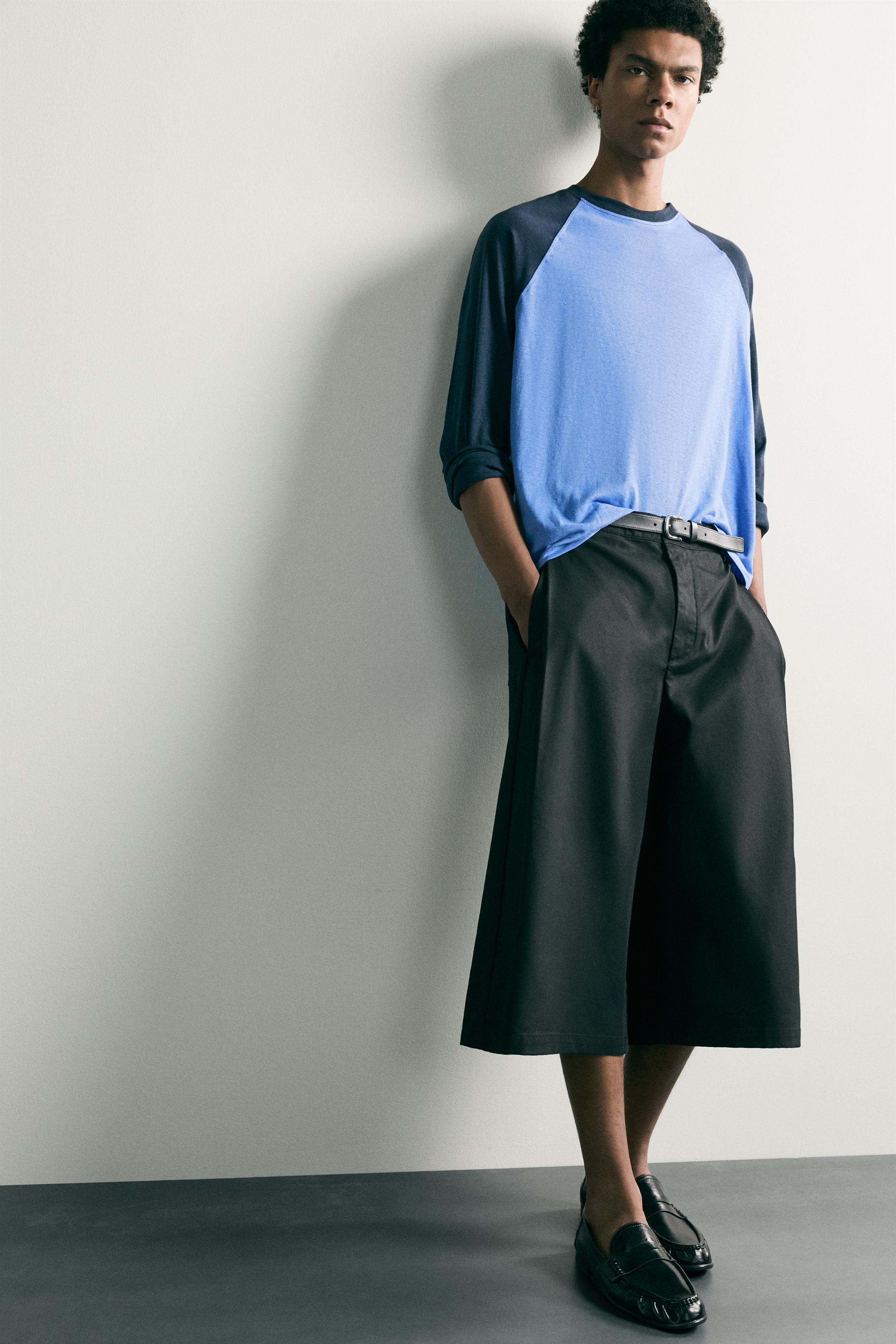Мужские брюки Zara RELAXED FIT CULOTTE PANTS WITH SIDE PLEATS — фото 6