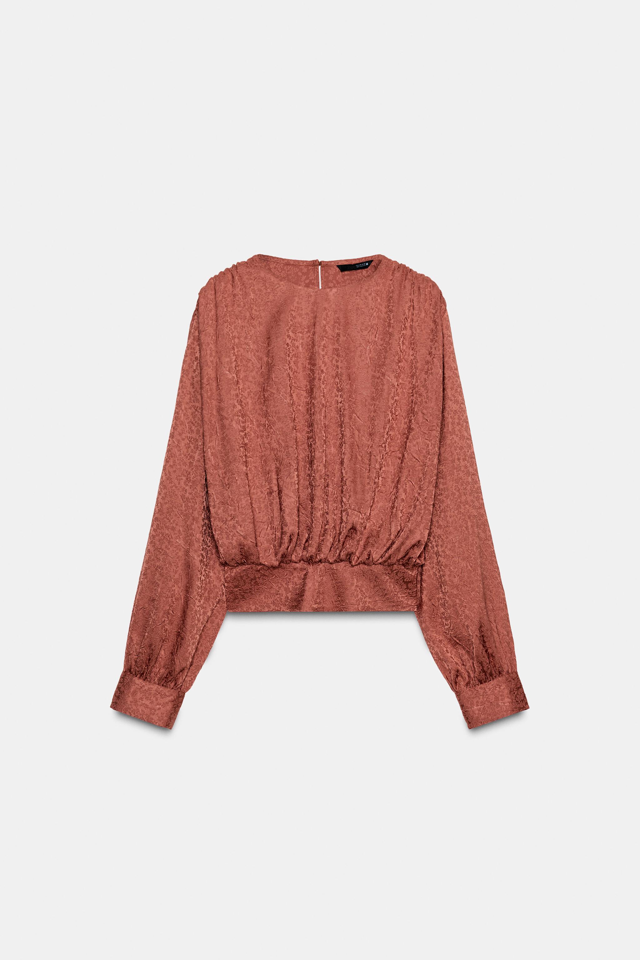 JACQUARD BALLOON TOP - MARSALA | ZARA India