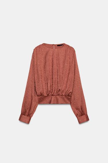 JACQUARD BALLOON TOP - MARSALA by Zara - Image 6