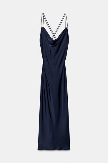 ROBE STYLE LINGERIE À DÉCOR DORÉ - Bleu de Zara