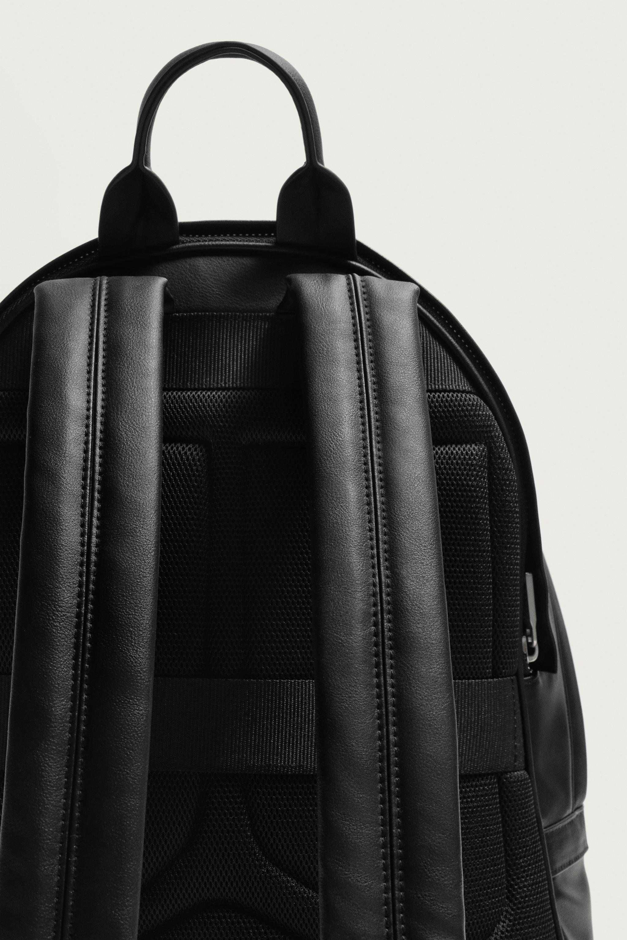 メンズ ZARA テクスチャーバックパック 新品 ブラック