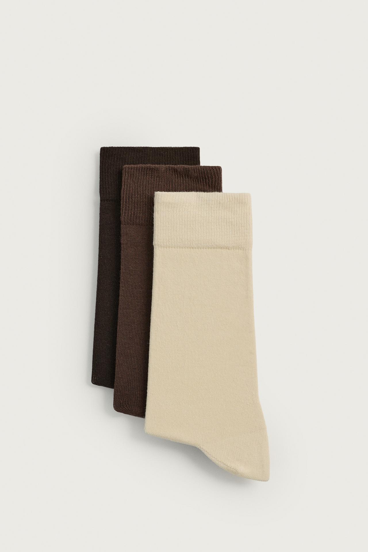 THREE-PACK OF LIGHTWEIGHT TEXTURED SOCKS — Brown