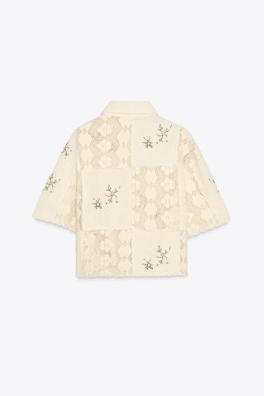 CHEMISE BRODERIES CROCHET - Écru moyen de Zara - Image 5
