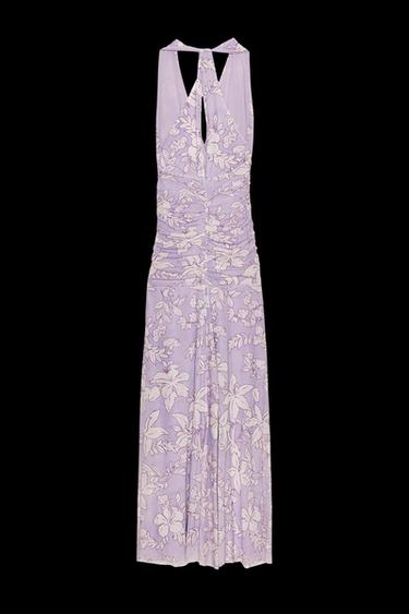 LANGES TÜLLKLEID MIT PRINT - Lila von Zara