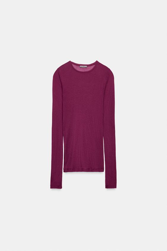 SUPIMA® LONG SLEEVE T-SHIRT - Wine by Zara - Image 0