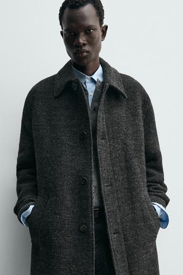 TEXTURIZED WOOL COAT - Dark grey by Zara