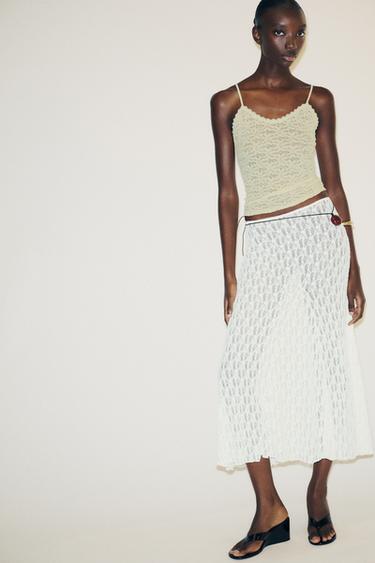 Zaras SPETSTOPP MED AXELBAND - Naturfärg