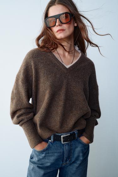 DOUBLE-LOOK WOOL SWEATER — Mink 1