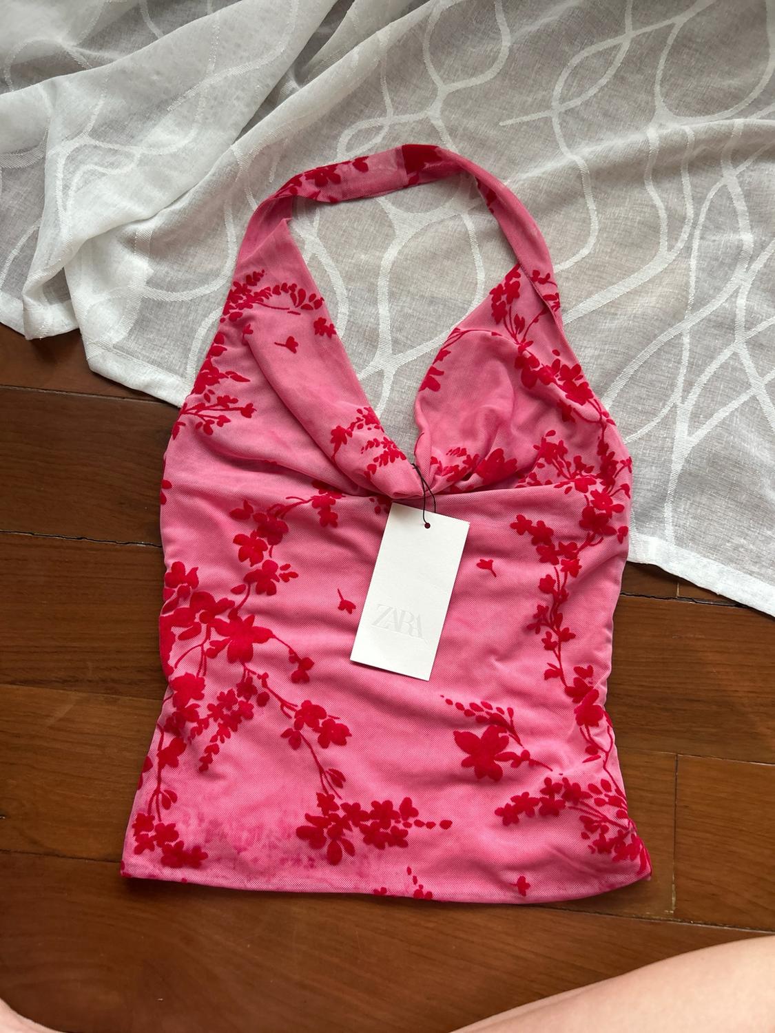 FLOCKED TULLE HALTER TOP - Image 2