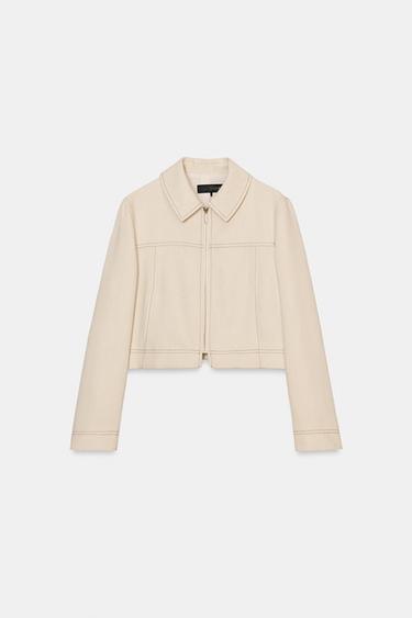 JAQUETA CROP COSTURAS CONTRASTANTES - Cru da Zara - Imagem 0