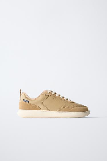 Zara BAREFOOT LEATHER SNEAKERS - Brown